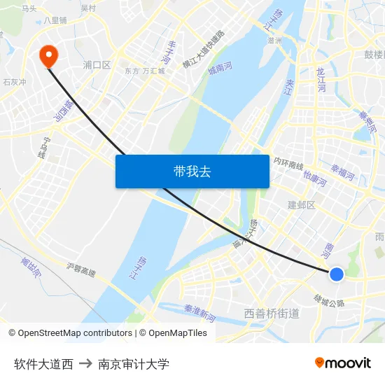 软件大道西 to 南京审计大学 map