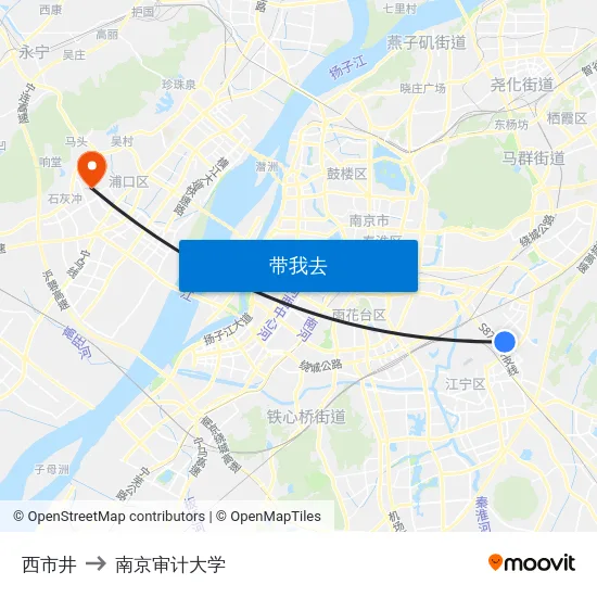 西市井 to 南京审计大学 map