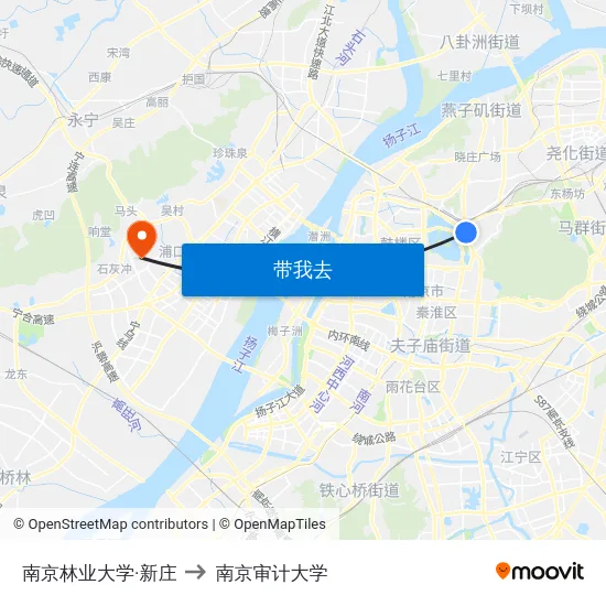 南京林业大学·新庄 to 南京审计大学 map