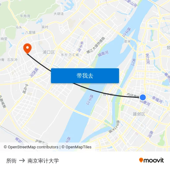 所街 to 南京审计大学 map