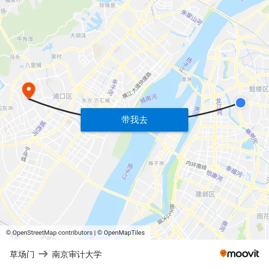 草场门 to 南京审计大学 map
