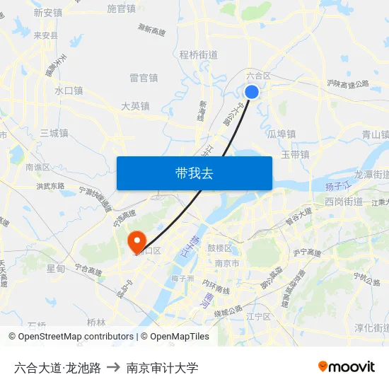 六合大道·龙池路 to 南京审计大学 map