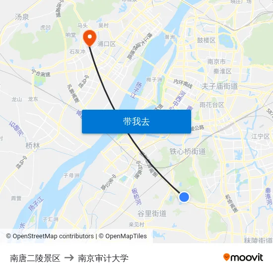 南唐二陵景区 to 南京审计大学 map