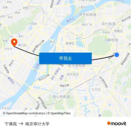 宁康苑 to 南京审计大学 map