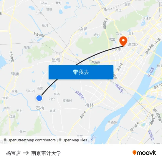 杨宝店 to 南京审计大学 map