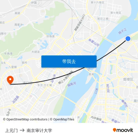 上元门 to 南京审计大学 map