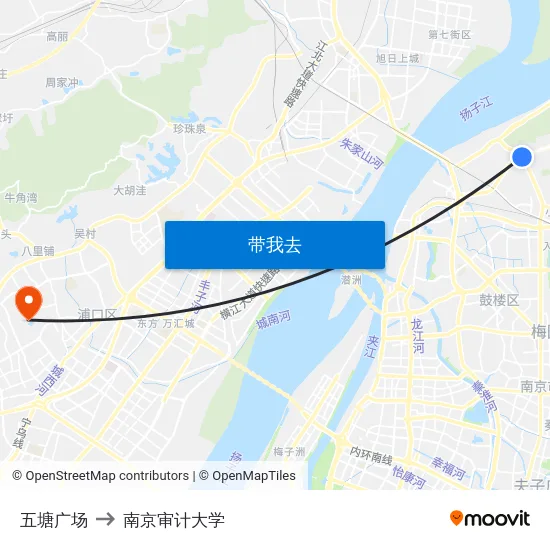 五塘广场 to 南京审计大学 map