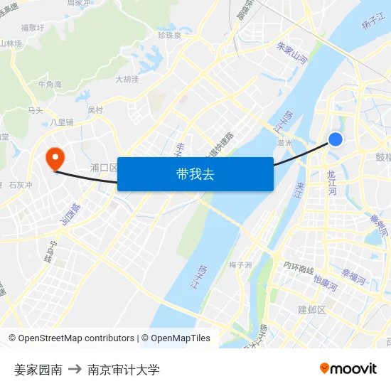 姜家园南 to 南京审计大学 map