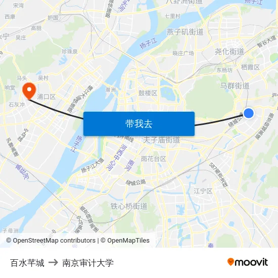 百水芊城 to 南京审计大学 map