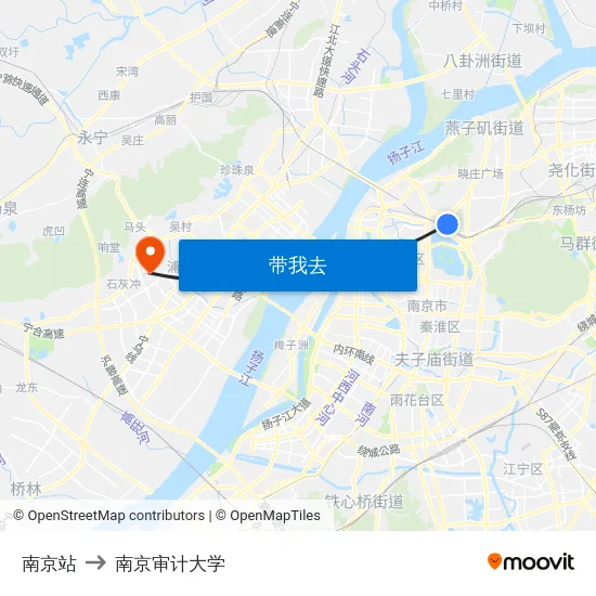 南京站 to 南京审计大学 map
