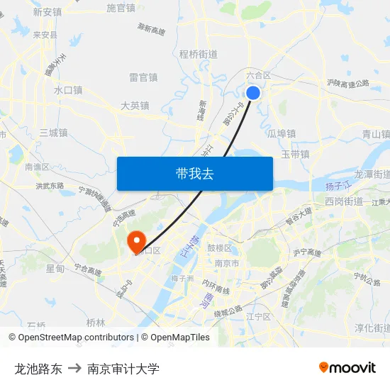 龙池路东 to 南京审计大学 map