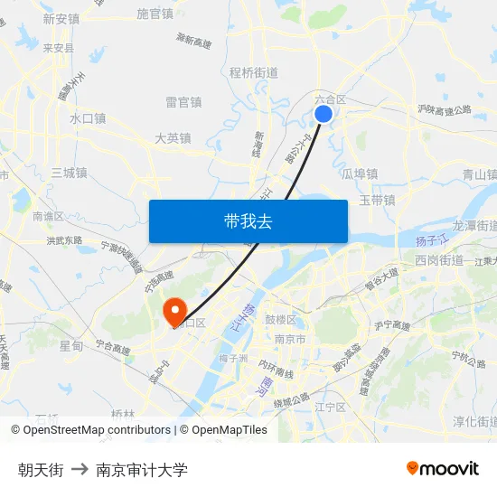 朝天街 to 南京审计大学 map