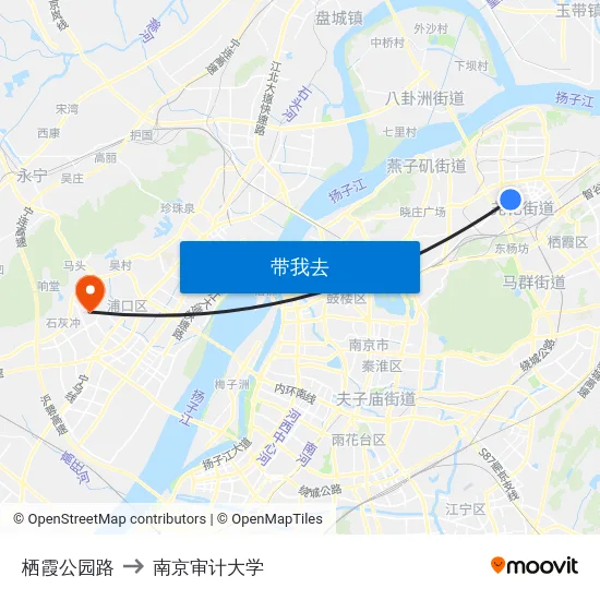 栖霞公园路 to 南京审计大学 map