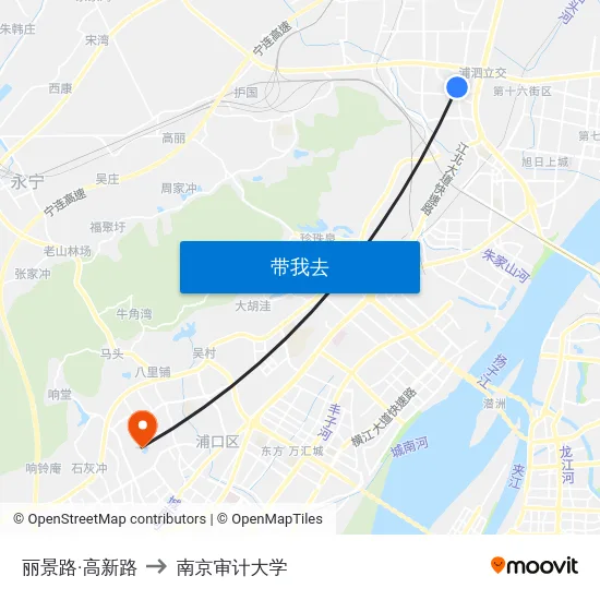 丽景路·高新路 to 南京审计大学 map
