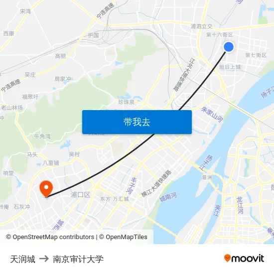 天润城 to 南京审计大学 map