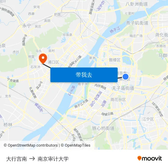 大行宫南 to 南京审计大学 map