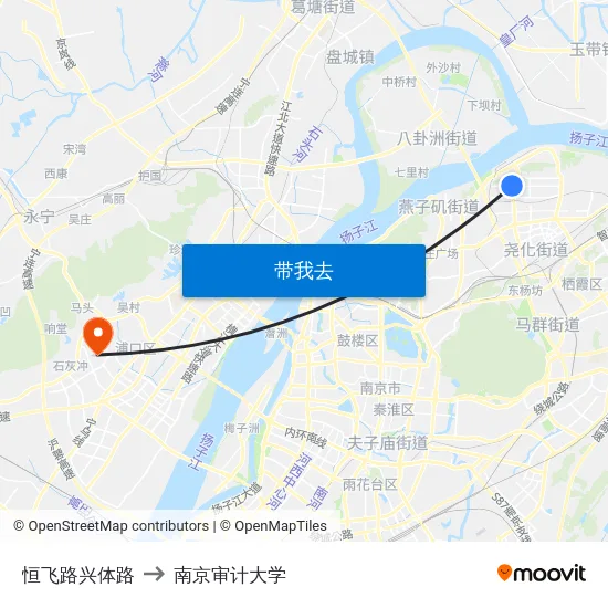 恒飞路兴体路 to 南京审计大学 map