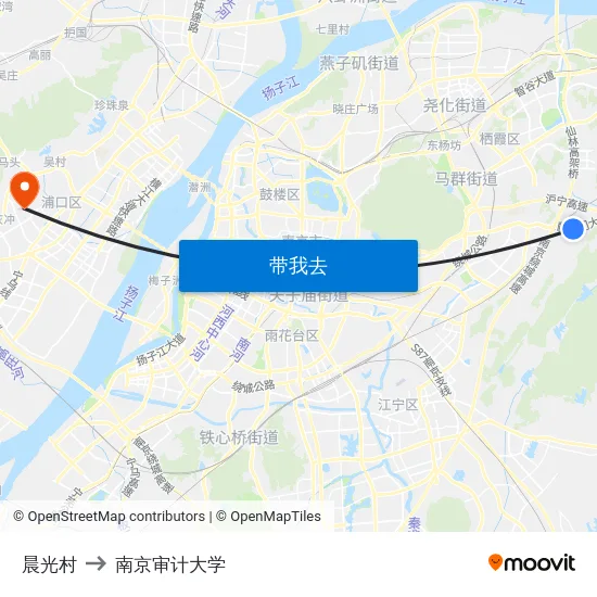 晨光村 to 南京审计大学 map
