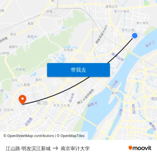 江山路·明发滨江新城 to 南京审计大学 map