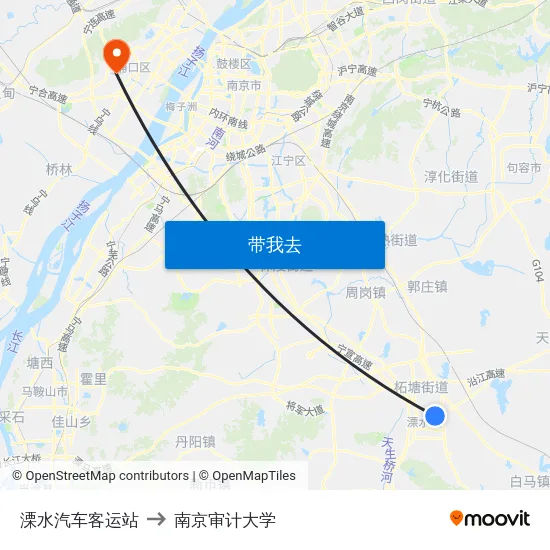 溧水汽车客运站 to 南京审计大学 map