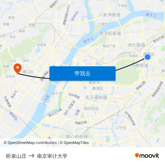 听泉山庄 to 南京审计大学 map