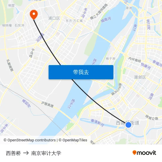 西善桥 to 南京审计大学 map