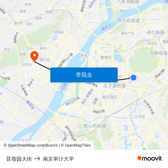 苜蓿园大街 to 南京审计大学 map