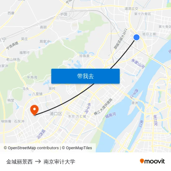 金城丽景西 to 南京审计大学 map