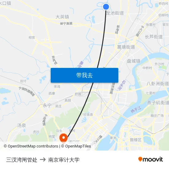 三汊湾闸管处 to 南京审计大学 map