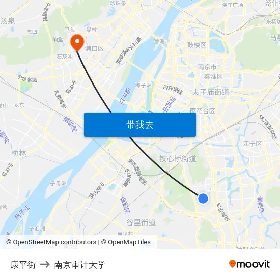 康平街 to 南京审计大学 map