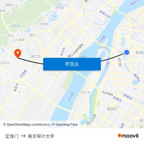 定淮门 to 南京审计大学 map