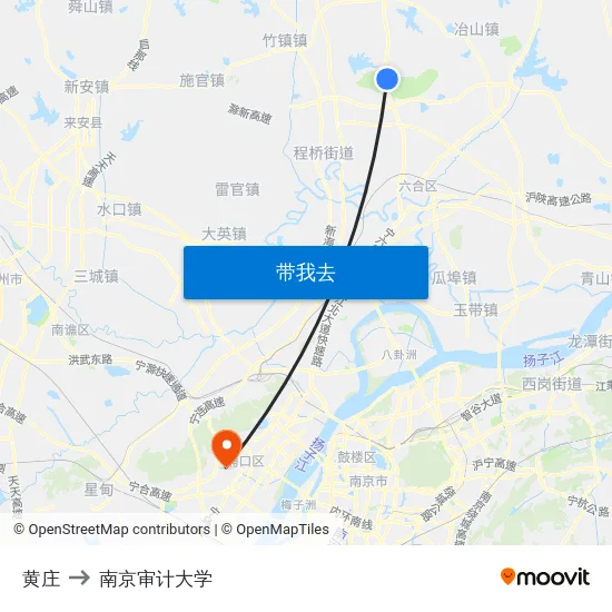黄庄 to 南京审计大学 map