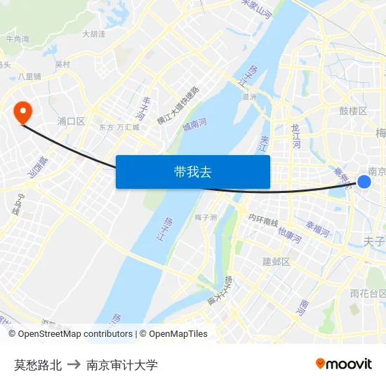 莫愁路北 to 南京审计大学 map