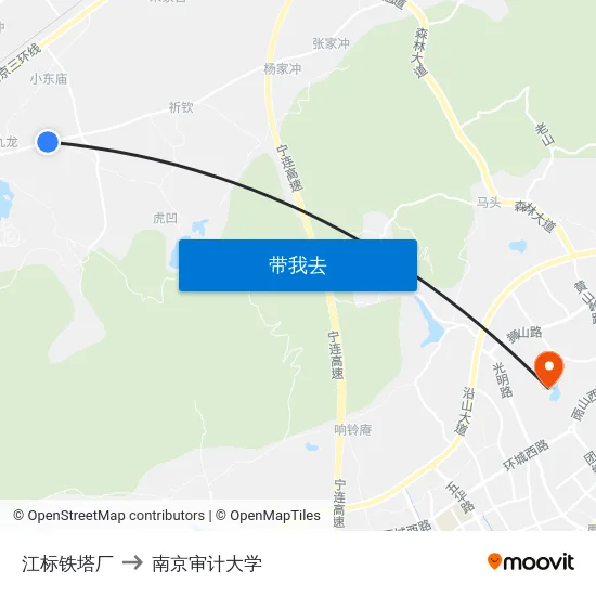 江标铁塔厂 to 南京审计大学 map