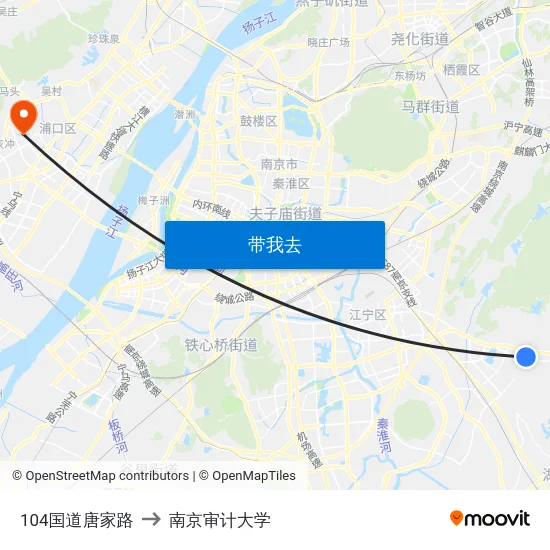 104国道唐家路 to 南京审计大学 map