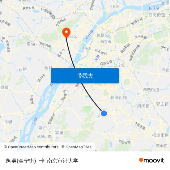 陶吴(金宁街) to 南京审计大学 map
