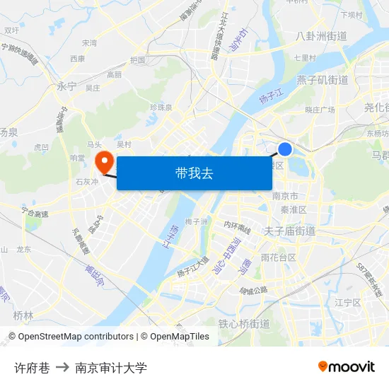 许府巷 to 南京审计大学 map