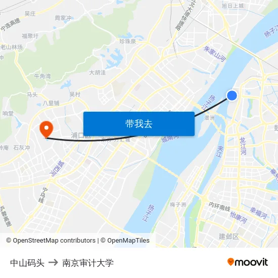中山码头 to 南京审计大学 map