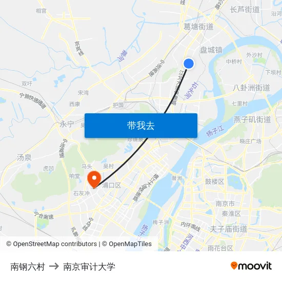 南钢六村 to 南京审计大学 map