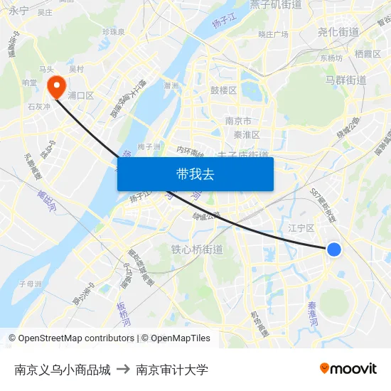 南京义乌小商品城 to 南京审计大学 map