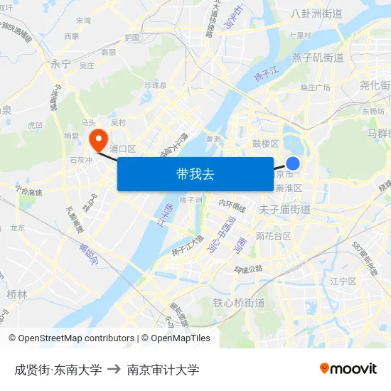 成贤街·东南大学 to 南京审计大学 map