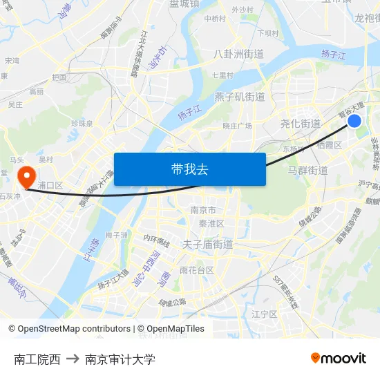 南工院西 to 南京审计大学 map