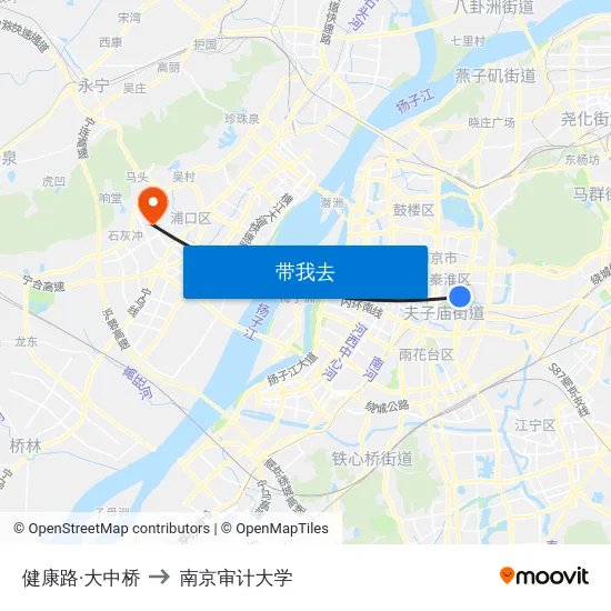 健康路·大中桥 to 南京审计大学 map
