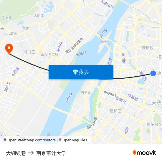 大锏银巷 to 南京审计大学 map