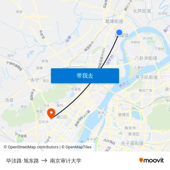 毕洼路·旭东路 to 南京审计大学 map