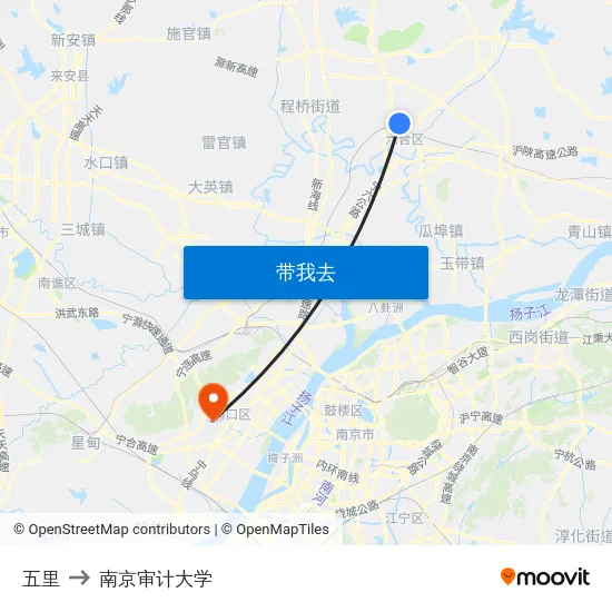 五里 to 南京审计大学 map