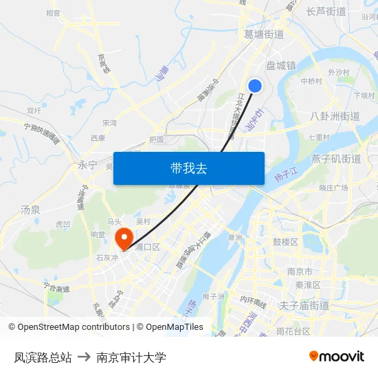 凤滨路总站 to 南京审计大学 map