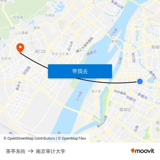 茶亭东街 to 南京审计大学 map
