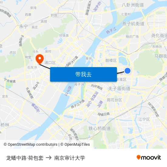 龙蟠中路·荷包套 to 南京审计大学 map