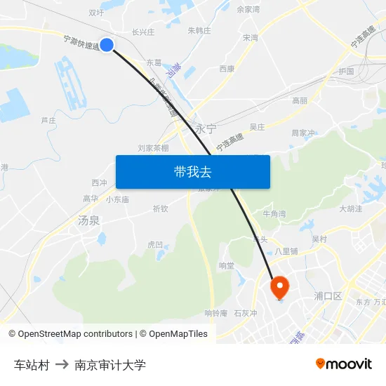 车站村 to 南京审计大学 map